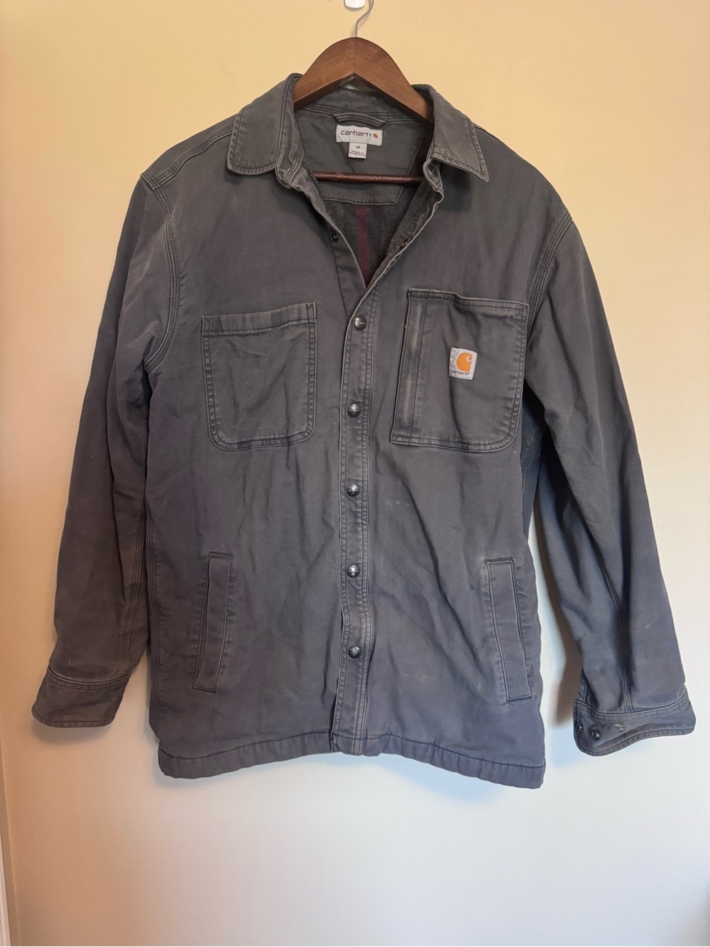 Carhartt Men's Rugged Flex Relaxed Fit Canvas Fleece Lined Snap Front Shirt Jac